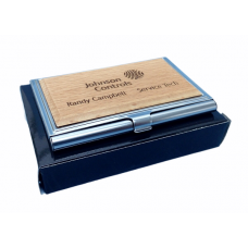 Business Card Holder With Engravable Wood Insert