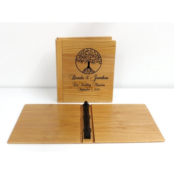 Personalized Alder Wood Photo Album With 3-Ring Binder