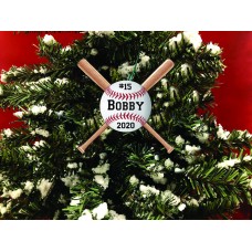 Personalized Christmas Ornament. Baseball With Bats